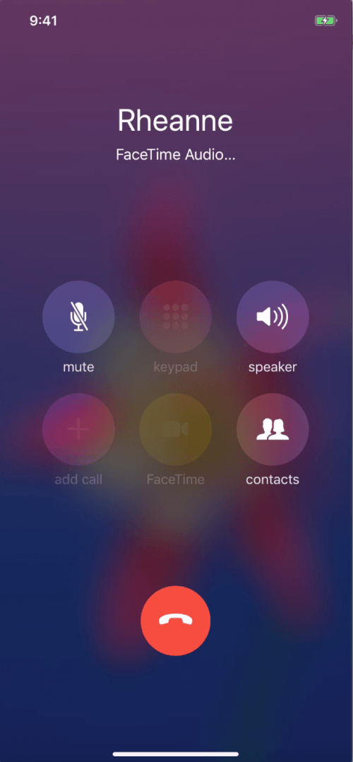 FaceTime audio izvēlne