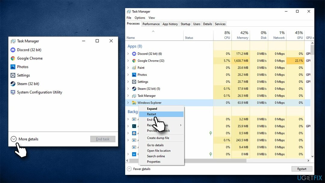 Starten Sie den Windows-Explorer neu