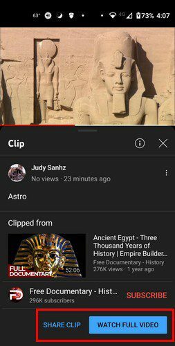 Compartir enlace de clip de Android