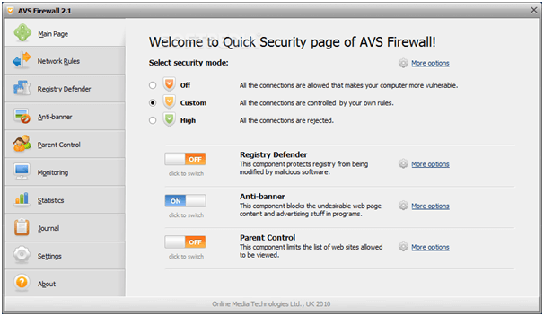 AVS Firewall - Najlepší bezplatný softvér Firewall pre Windows 