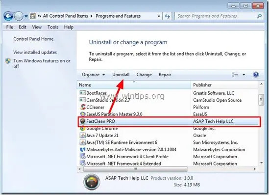 uninstall_fastclean_pro