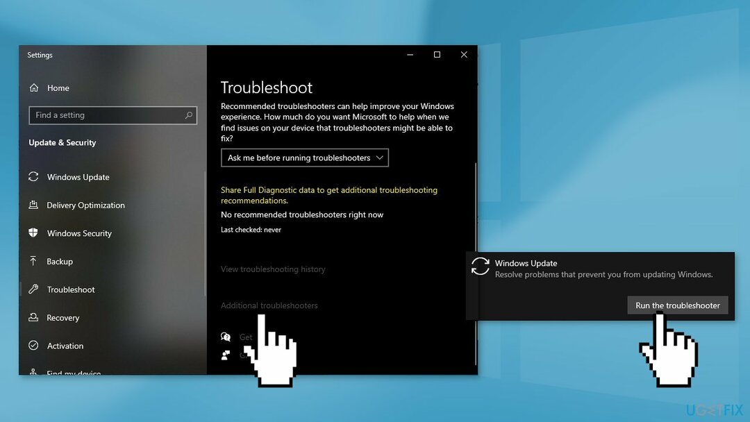 Voer de probleemoplosser voor Windows Update uit