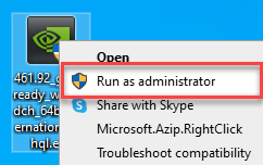 Nvidia Installer - Exécuter en tant qu'administrateur