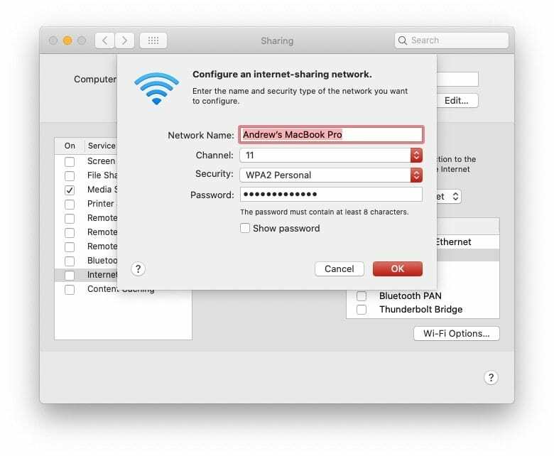 Wi-Fi megosztása Mac 4-ről