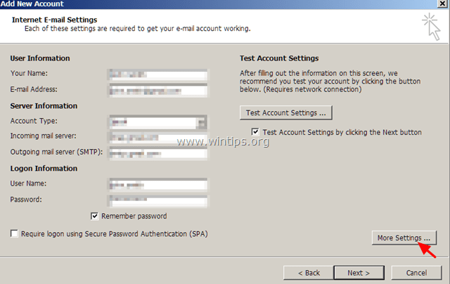 Dodajte novi Gmail Outlook za postavljanje računa
