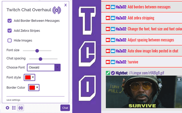 Przegląd czatu na Twitchu