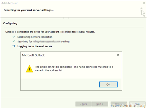 LABOJUMS: darbību nevar pabeigt. Vārdu nevar saskaņot ar vārdu programmā Outlook un O365 adrešu sarakstā 