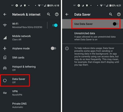 Android 11 poista tiedonsäästö käytöstä