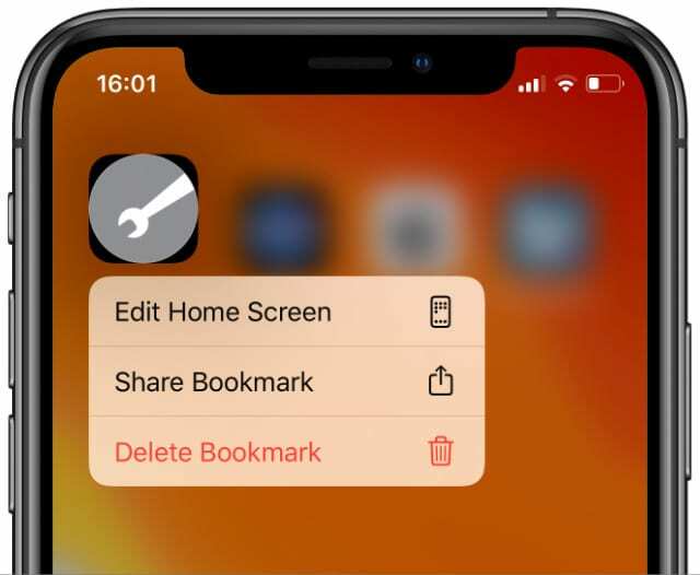 Modifica la schermata iniziale per le icone di collegamento del sito Web su iPhone