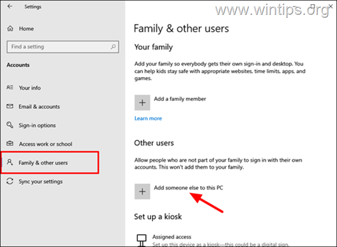 Создайте новую учетную запись пользователя в Windows 10