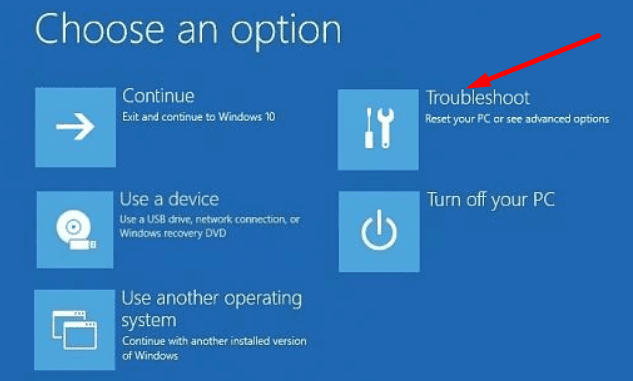 řešení problémů s pokročilými možnostmi systému Windows 10