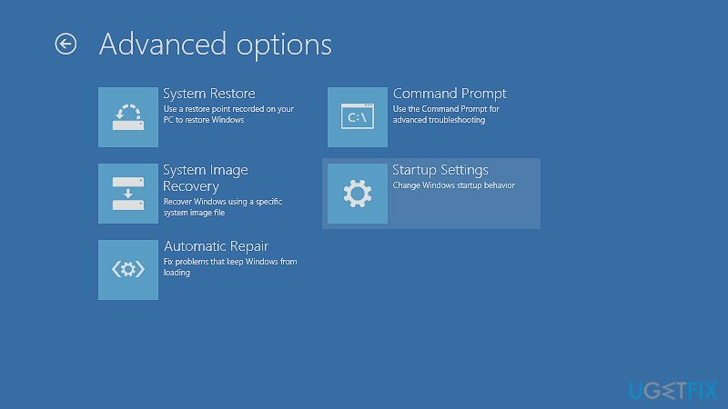 Inicie el símbolo del sistema a través de la configuración de inicio avanzada