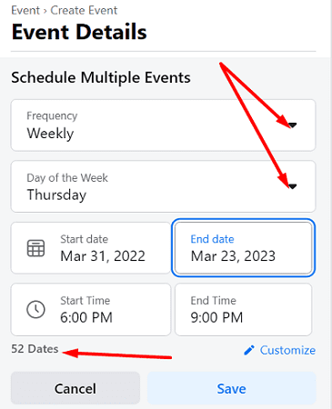 Zeitplan-wiederkehrende-Facebook-Veranstaltung