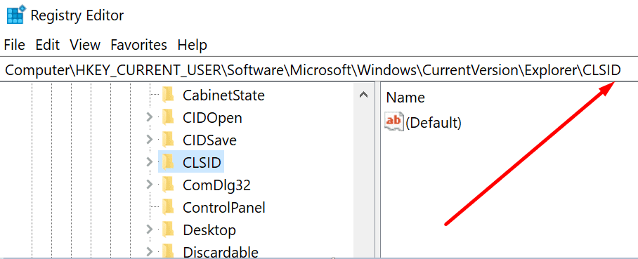 clsid registriredaktor Windows 10