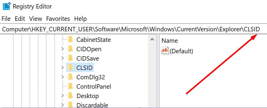 clsid registerredigering windows 10