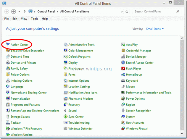 Windows 8 - Systemsteuerung - Aktionszentrum