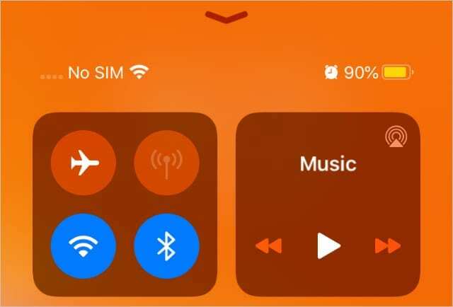 Ikony stanu w Control Center na starszym iPhonie