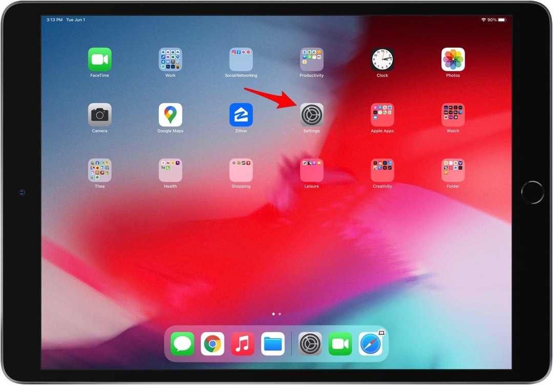 Open de app Instellingen om een ​​back-up van iPad te maken naar iCloud