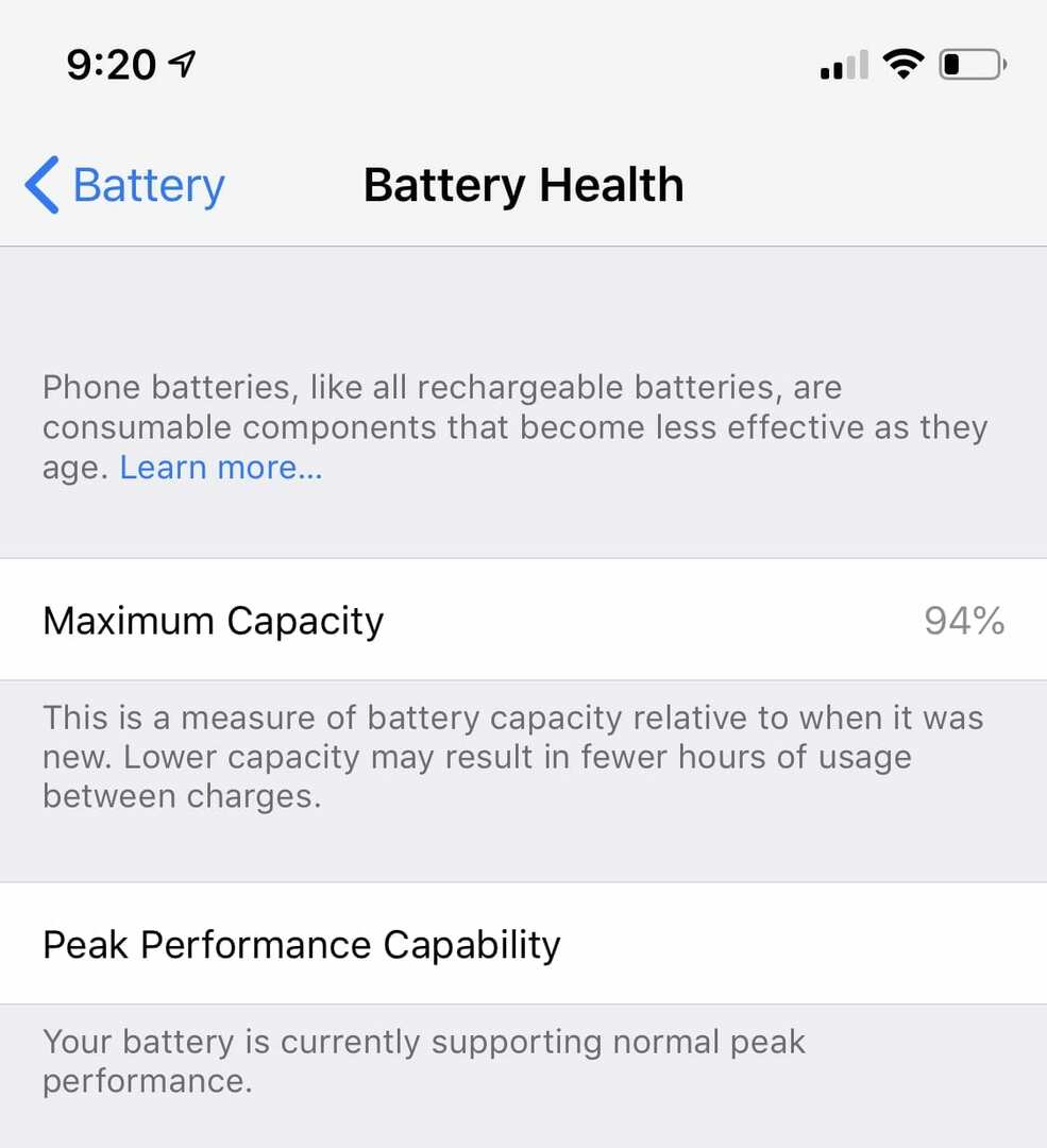 iOS 12 batteribruk