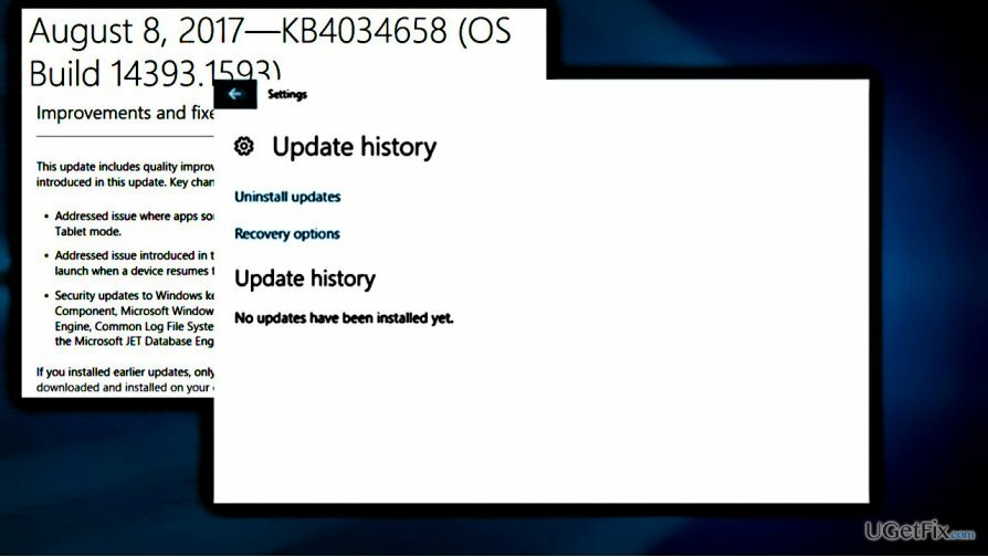 La actualización KB4034658 borra el historial de actualizaciones