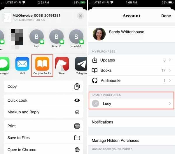 Apple Books, PDF ve Aile Paylaşımı olarak kopyalama