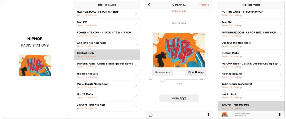 Хип хоп музичка апликација Хип хоп радио станице