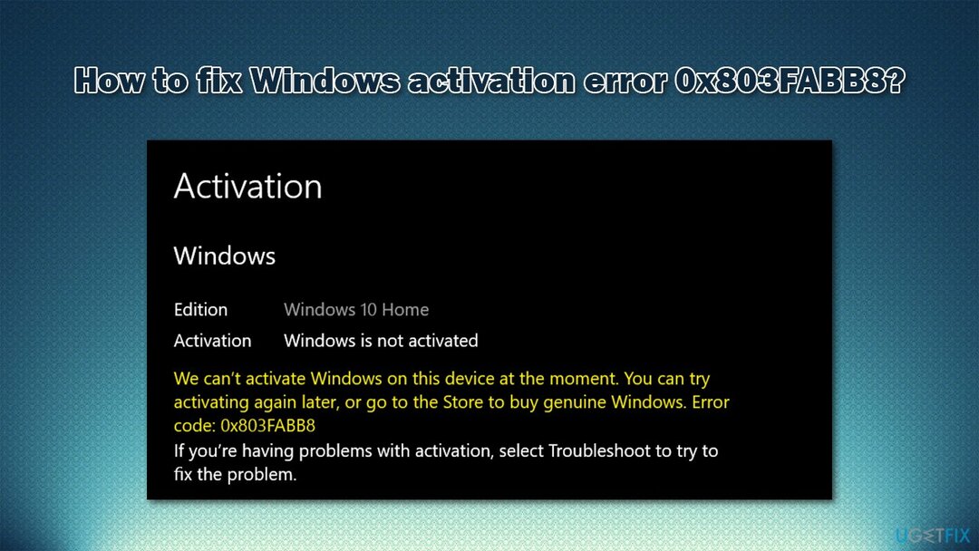 Kako popraviti pogrešku aktivacije sustava Windows 0x803FABB8?