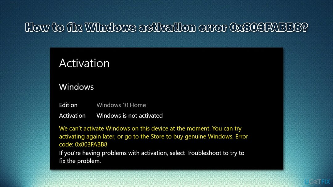 Come correggere l'errore di attivazione di Windows 0x803FABB8?