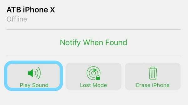 επιλέξτε αναπαραγωγή ήχου στην εφαρμογή Find My iPhone