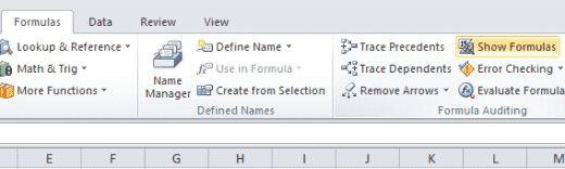 Mostra il pulsante Formule in Excel 2010