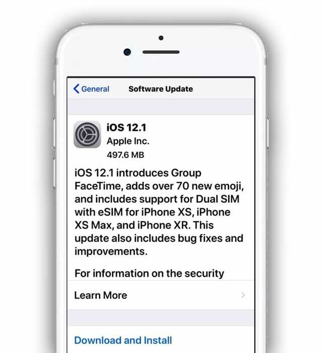 iOS 12.1-oppdatering for iPhone