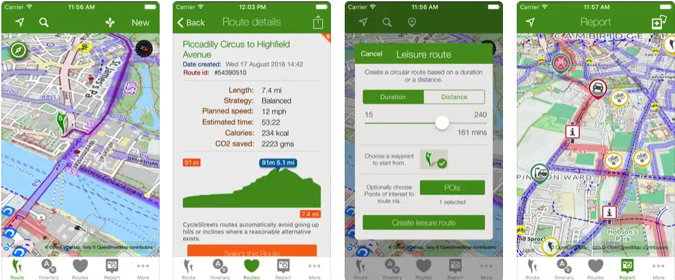 האפליקציות הטובות ביותר לאופניים CycleStreets מתכנן טיולים