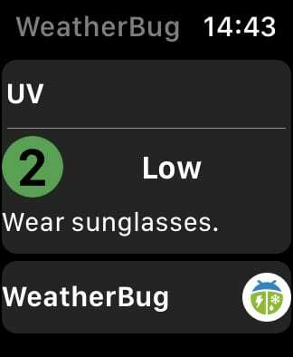 דירוג UV של WeatherBug.