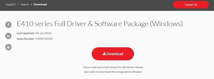 Scarica il pacchetto completo di driver e software della serie E410