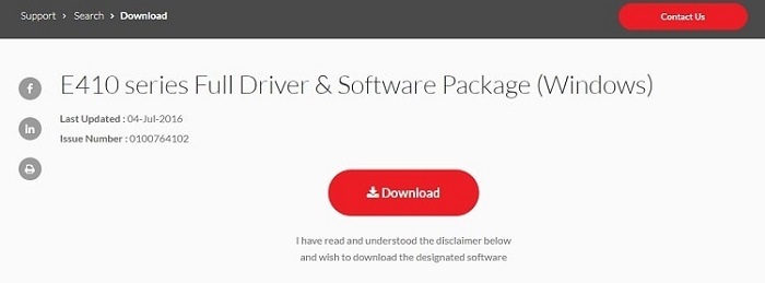تنزيل E410 series Full Driver & Software Package