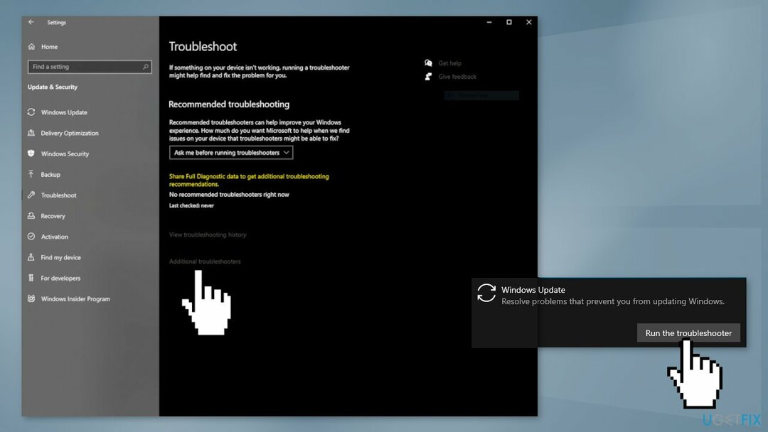 გაუშვით Windows Update Troubleshooter
