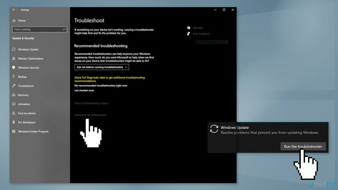 Voer de probleemoplosser voor Windows Update uit