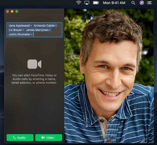 группа FaceTime на Mac