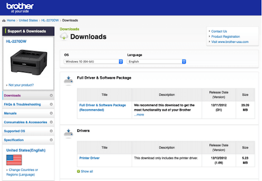 Pacote de driver e software da Brothersoft