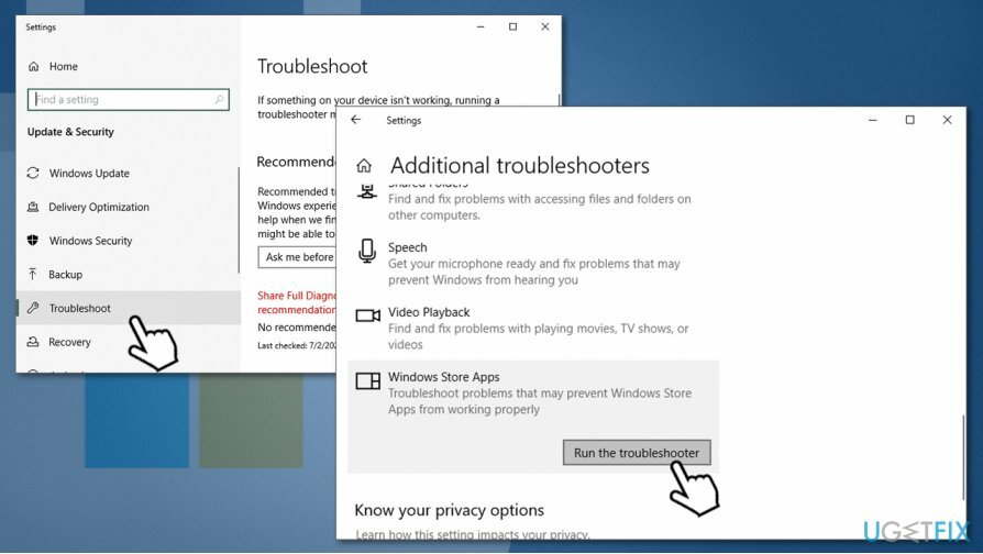 Spusťte Poradce při potížích s aplikacemi Windows