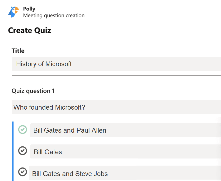 quiz polly ms team