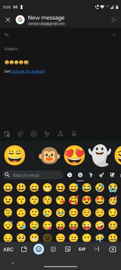 So fügen Sie Emojis in Outlook Mobile über die Tastatur hinzu