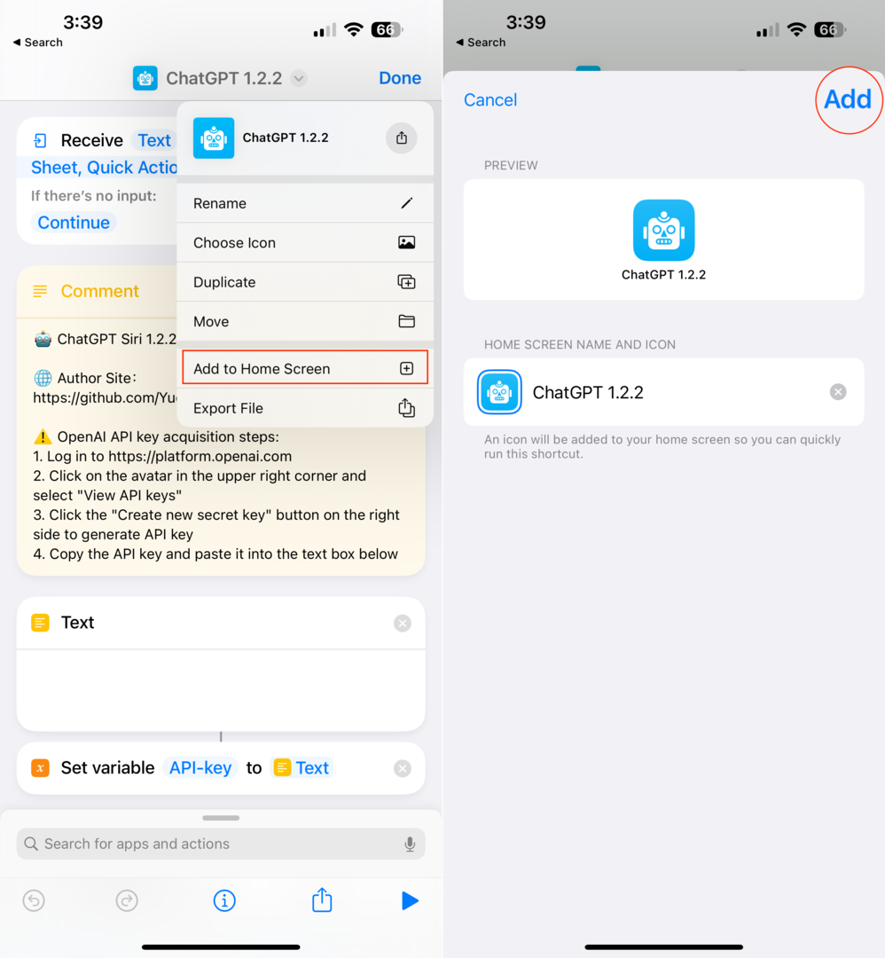 ChatGPT: n käyttäminen iPhonessa ja iPadissa - Lisää aloitusnäyttöön - 2