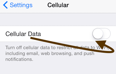 disattiva i dati cellulari su iPhone e iPad