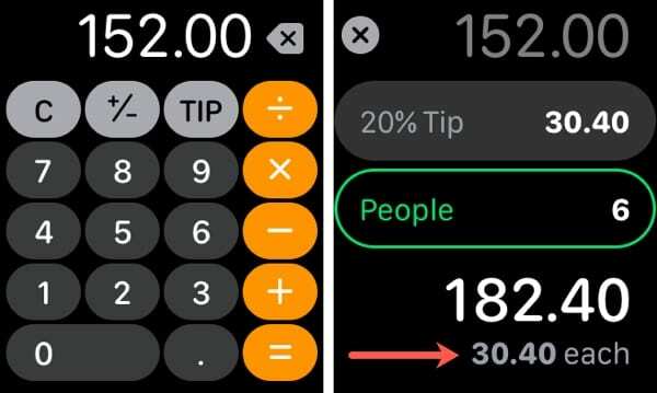 Apple Watch Calculator Split