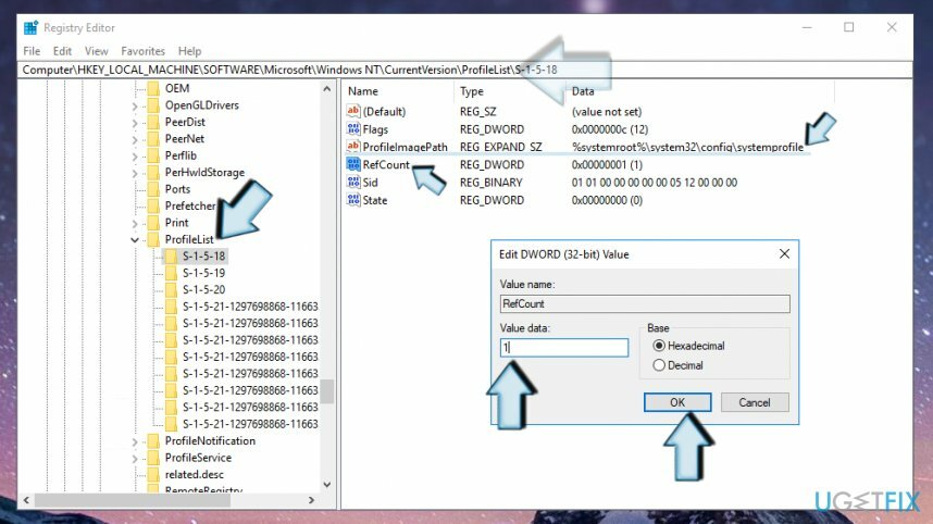 Upravte hodnotu kľúča RefCount v registri Windows