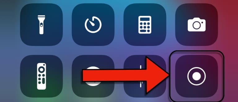 Botão de gravação de tela do iPhone