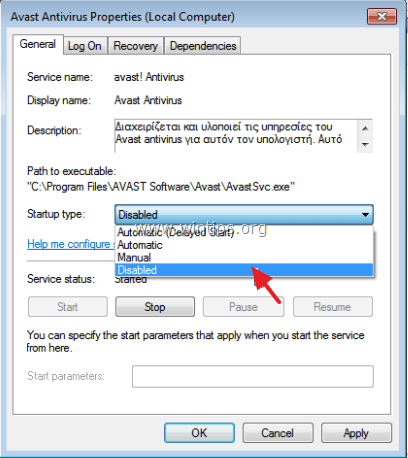 onemogućite uslugu avast