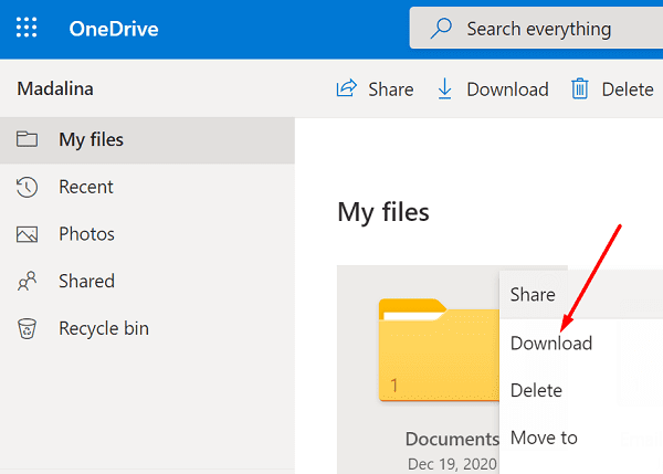 dokumenty ke stažení onedrive