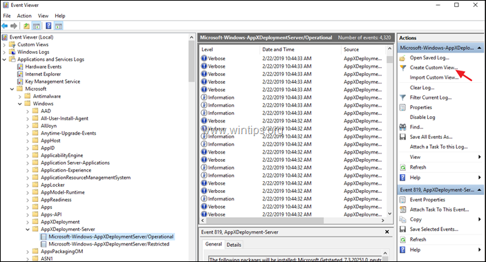 Tambahkan-AppxPackage Log Penampil Acara